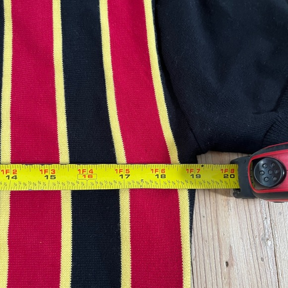 OXXKNITSTORE Mens Knit Striped Polo Shirt Short Sleeve Zip Up Black Red Yellow‎ - Picture 7 of 10